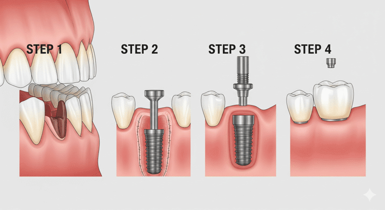 مراحل کاشت ایمپلنت دندان